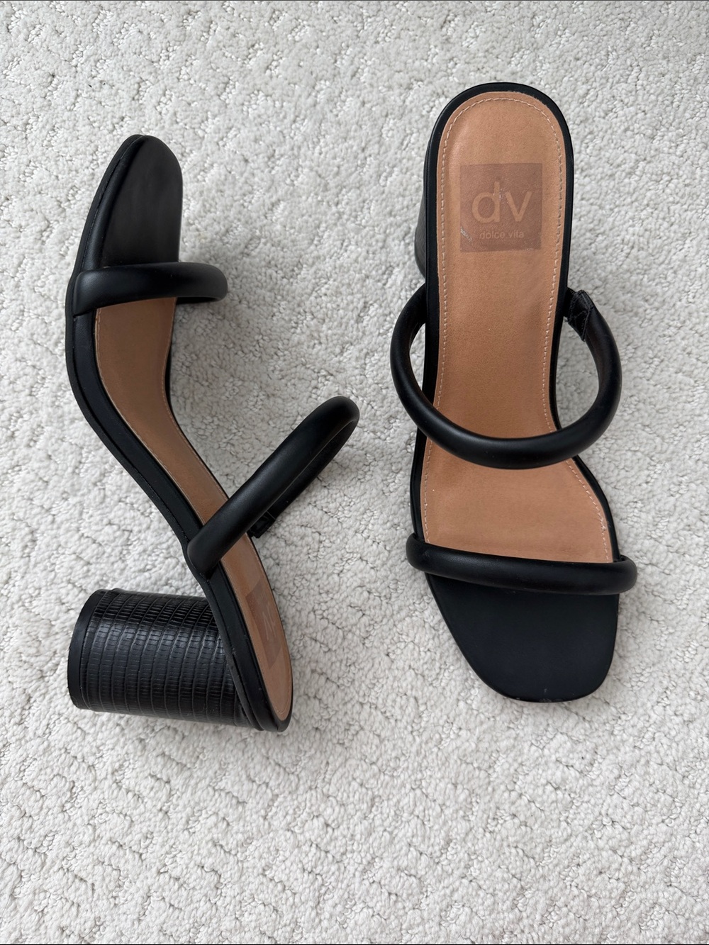 DV by Dolce Vita Black Double-Strap Block Heel Sandals